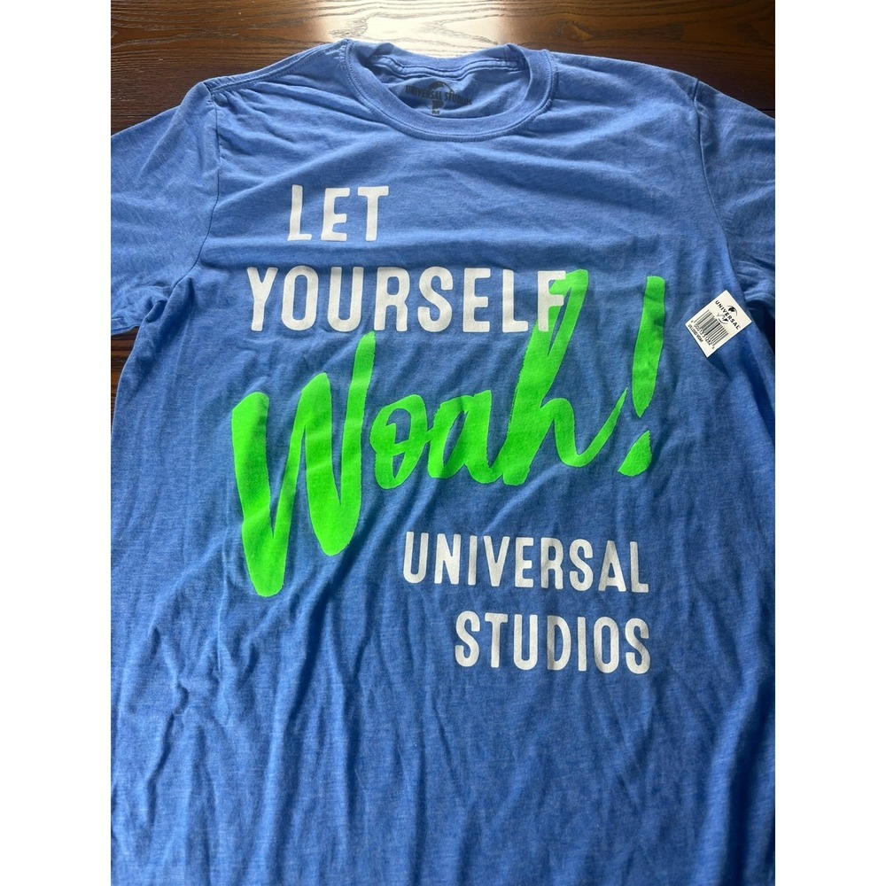 Universal Studios "Let Yourself Woah!" Blue Logo T-Shirt Size Medium